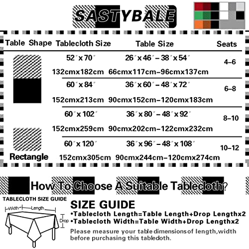Rectangular Vinyl Tablecloth 60 x 102 Inch Black & White Buffalo Plaid - Non-Slip, Waterproof