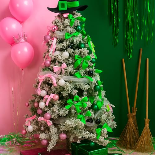 108 Pcs Christmas Ornaments Set - Pink Green Bows Stars Balls & Crystals