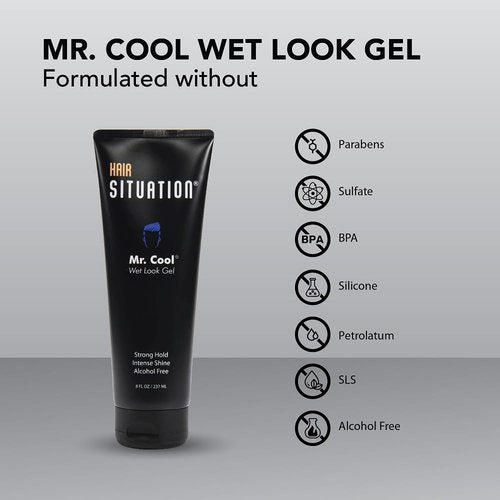 Mr. Cool Hair Gel - Strong Hold & High Shine | Anti-Humidity, Alcohol-Free, 8 Fl Oz