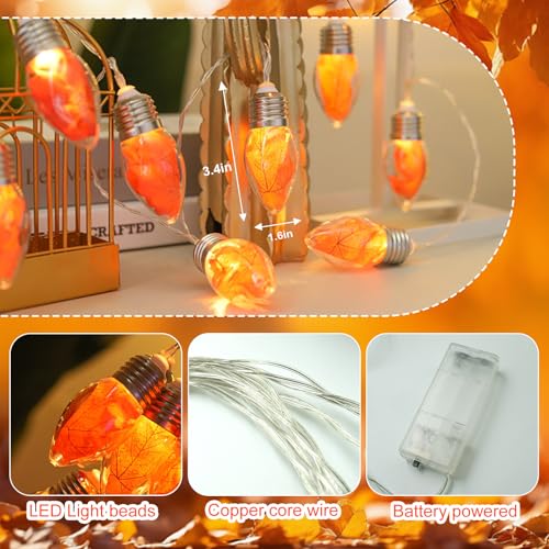 Fall Maple Leaf String Lights 8.2FT 10 LED Battery-Powered Decor - Variation 1