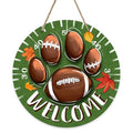 Deroro Fall Welcome Football Sign - Front Door Decor with Paw Variation