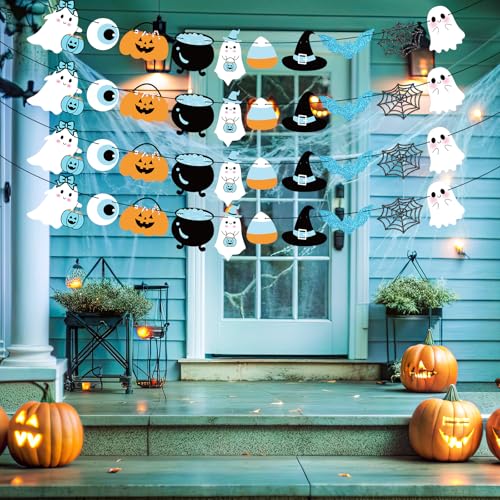 Halloween Ghost Banners Party Decorations 4pcs Indoor Outdoor Kids Spooky Decor