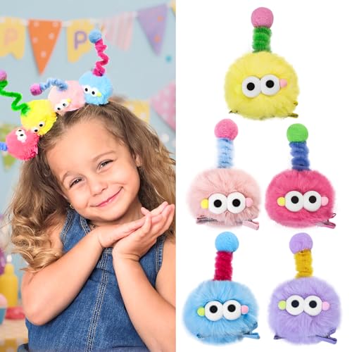 Cartoon Crazy Hair Day Accessories for Girls - Fun Hair Clips Set