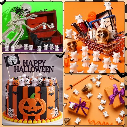 Mini Ghost Cat Figurines Set - 100 Pieces Halloween Decoration, Cat-Themed Resin Ornaments - Variation of THIS listing: Cat