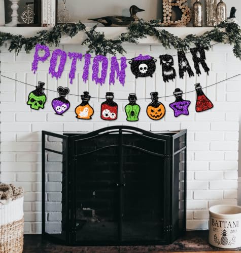 Halloween Glitter Potion Bar Banner with Potions Themed Decorations