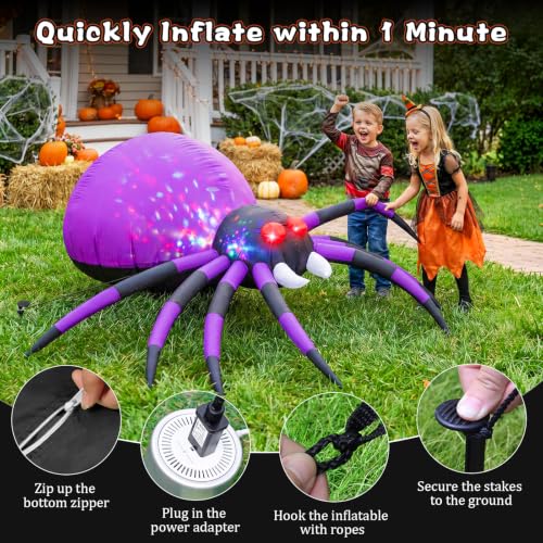 6FT Halloween Inflatable Spider with Bright LED Lights - Outdoor Decoration - Variation of THIS listing