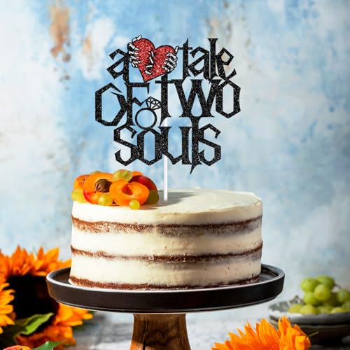 Gothic Wedding Cake Topper - Skull Heart Design for Halloween & Alternative Celebrations