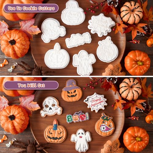 Pumpkin Cookie Cutters with Witch Hat and Stamp - Fall Halloween Baking Mold 3.5" - Variation of THIS listing