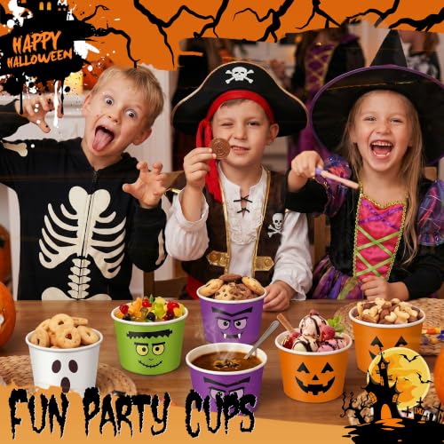 Halloween Grimace Snack Bowls - 100 Disposable Paper Ghost Candy Cups, 9oz - Variation of THIS listing
