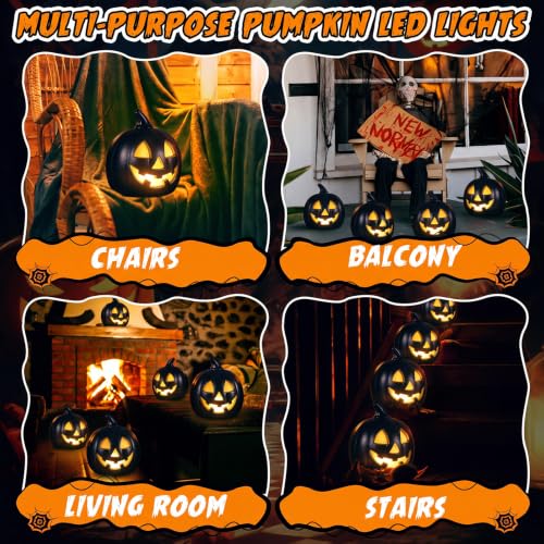 Halloween Jack O Lantern Pumpkin Decoration Set - Black & White, 6 Pcs