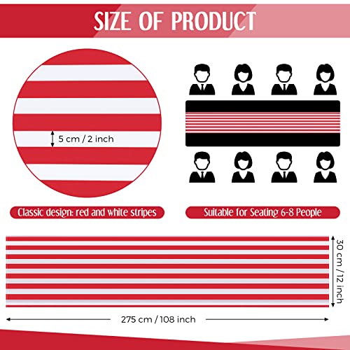 Red and White Striped Table Runner - 12 x 108 Inch, Set of 6