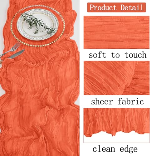 Orange Cheesecloth Table Runner 20x120 Inch Bulk Set for Wedding Party Baby Shower
