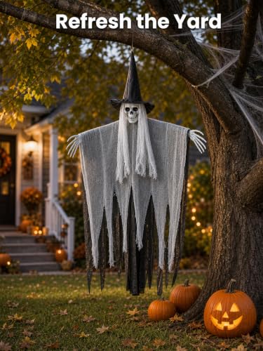 Halloween Hanging Ghost Decorations 3 Pack Spooky Reaper Decor for Indoor Outdoor