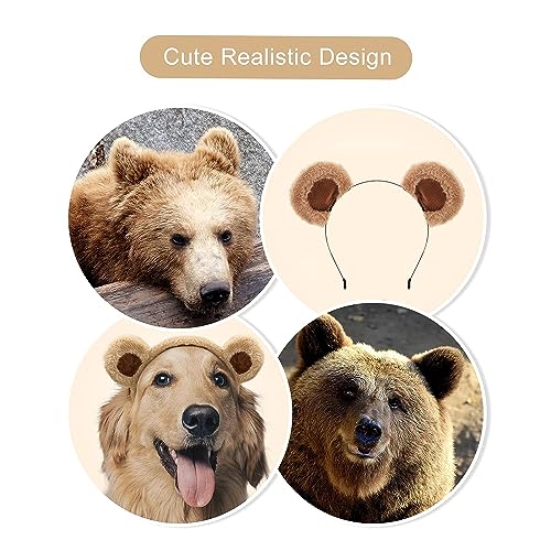 8 Pack Bear Ears Headband for Women Men - Cute Animal Costume Hair Accessory - Brown & Black