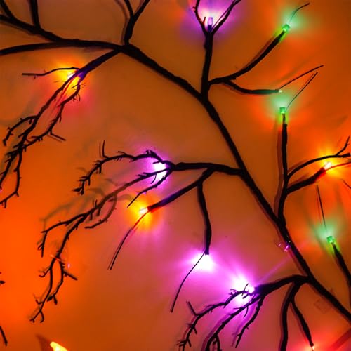 9Ft Halloween Willow Vine Twig Garland with 72 LED Lights - Orange, Purple, Green, 8 Modes & Waterproof, Battery Operated - Variation of THIS listing