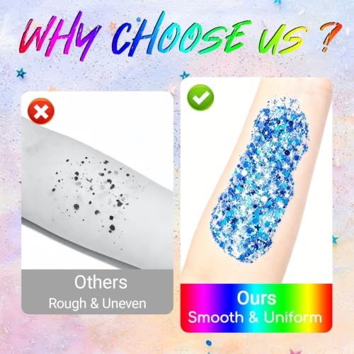 2PCS Waterproof Face & Body Glitter Stick - Purple + Gold, Long Lasting