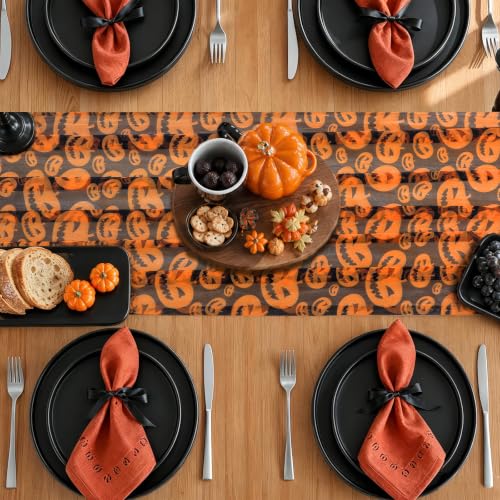 Halloween Table Runner Pumpkin Pattern 29x120 Inches - 2 Pcs Orange Decor Variation of Pumpkin / 29x120-2 pcs