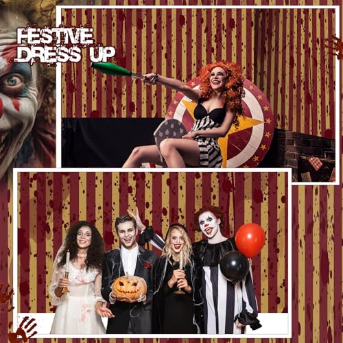 Halloween Creepy Carnival Backdrop Roll - 98 ft Blood Handprints & Footprints Decoration - Variation of THIS listing 1