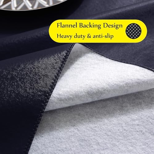 Vinyl Tablecloth with Flannel Backing - Navy Blue, 60 x 102 Inches, Waterproof, Rectangular