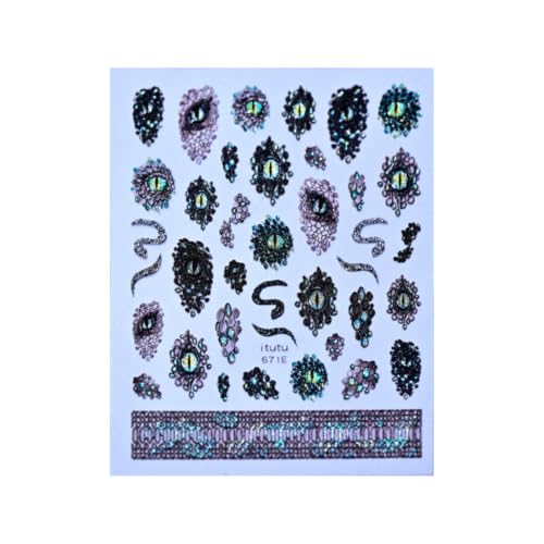 Halloween Nail Stickers Decals Black Snake Eye Nail Charms - Variation 43