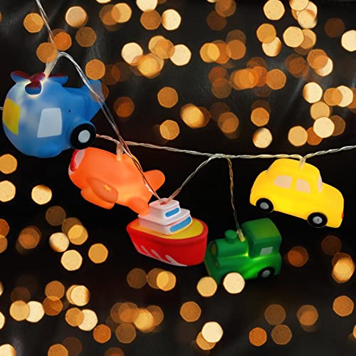 Transportation String Lights USB Powered - Kids Room & Holiday Decor - Collection of Aircraft, Train, Ship & Vehicle Shapes - Transportation Series