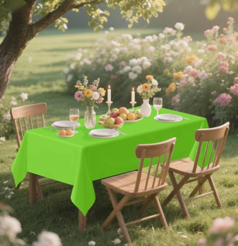 Disposable Lime Green Rectangle Tablecloth 54x108 Inches - 2 Pack, Waterproof Party Cover