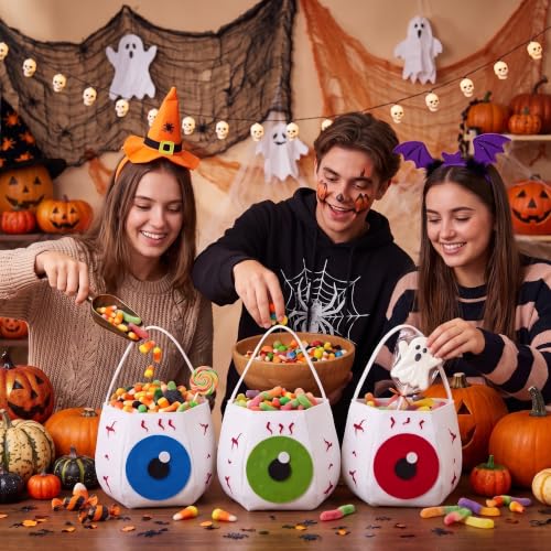 Halloween Eyeball Candy Buckets Set of 3 Reusable Trick or Treat Bags