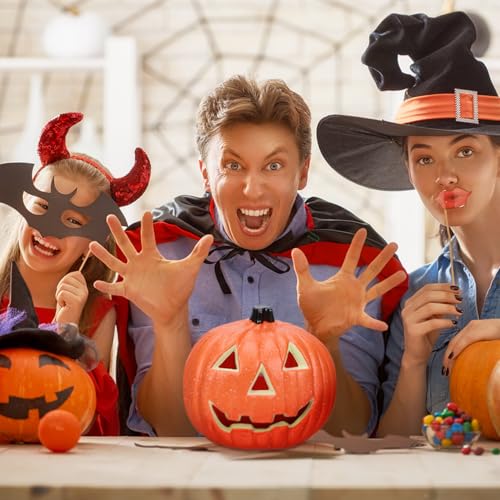 Halloween Pumpkin Lantern LED Decor 14x19cm Orange Plastic Light - Ciieeo