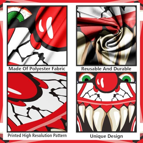 Halloween Clown Vampire Banner Backdrop for Spooky Party Decorations - 70x39 Inches