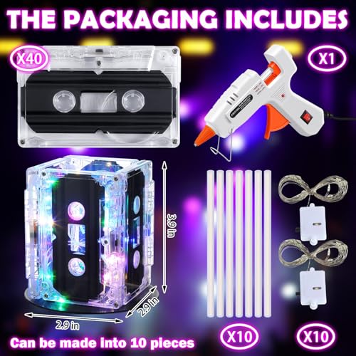 80s Party Decorations Cassette Tape Centerpieces Set with LED Lights