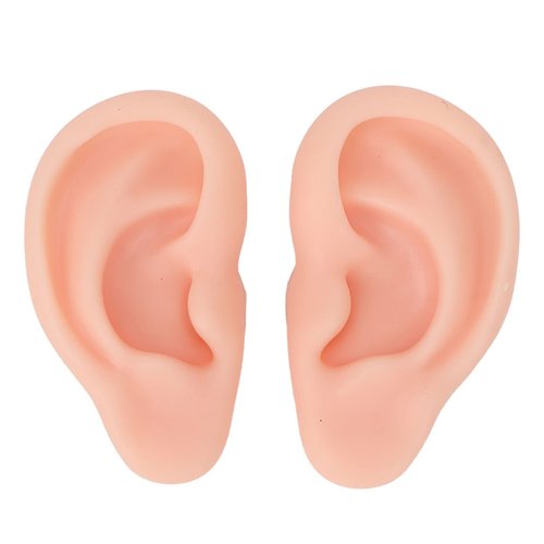 Dioche 1 Pair Silicone Ear Model Piercing Practice Model Silicone Ear Model Ear Body Part Kit for Earrings Display Ear Piercing Exercise (Light Skin Color)
