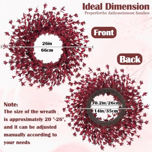 26-Inch Fall Wreath for Front Door - Burgundy Autumn Decoration - Variation of 26in Burgundy