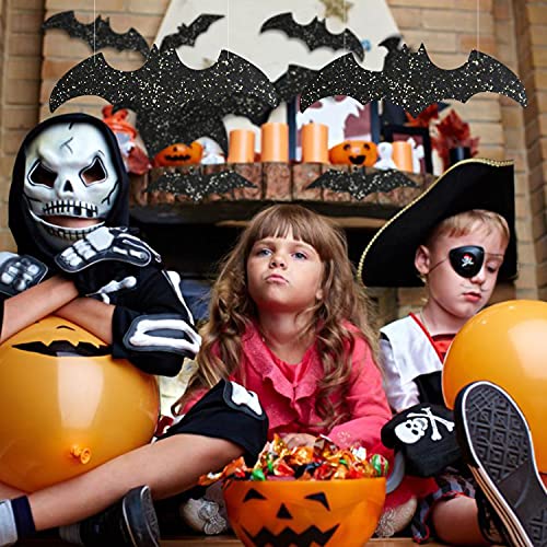 Halloween Hanging Bat Decorations Set - Glittery 3D Wall Decals, 36pcs