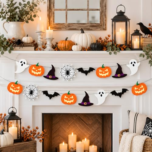 Halloween Hanging Banner - Pumpkin Ghost Bat Witches Web Decor - Halloween Variation