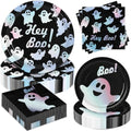 Halloween Paper Plates and Napkins Party Supplies - Dazzling Ghost Design, Serves 60