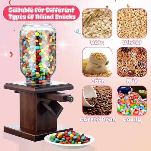 Wooden Candy Dispenser Machine Set - Deep Brown, 2 Pcs, Snack & Cereal Storage