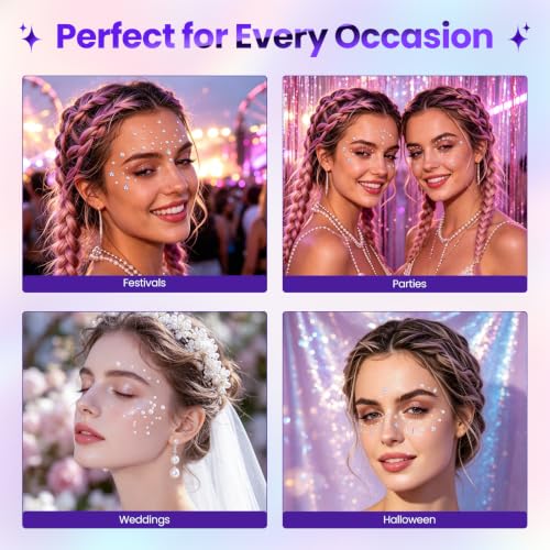 Self-Adhesive Pearl Face Gems and Body Rhinestones for Festivals & Makeup