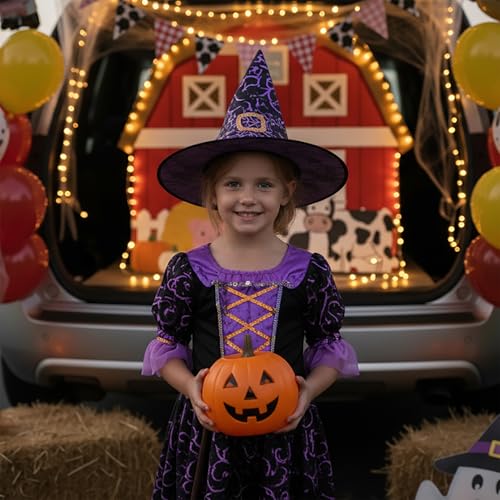 Farm Theme Trunk or Treat Balloon Decoration Set with String Lights - Red, Yellow, Black, White