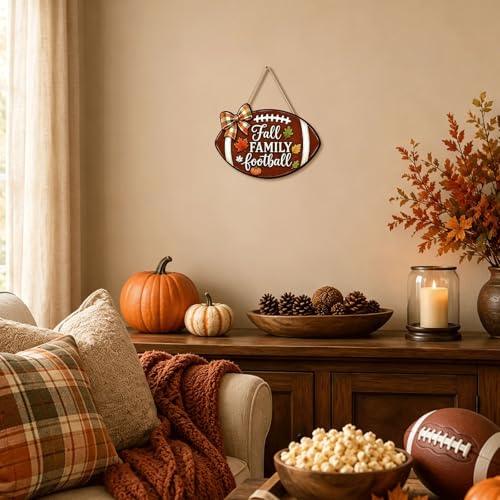 Oval Fall Family Football Wooden Sign for Fall Home Decor
