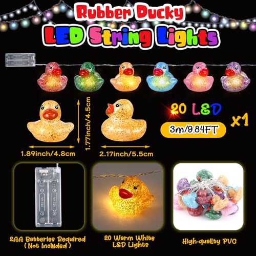 Colorful Sequin Rubber Duck String Lights - Battery Operated, 9.8ft, 20 Ducks - Variation: Duck / Colorful Sequin / 1