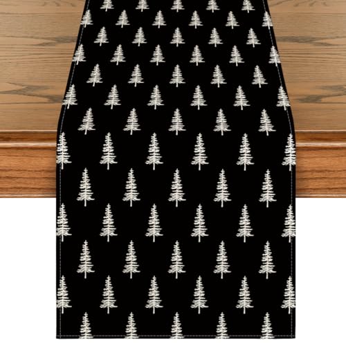 Christmas Table Runner 13x90 Inch Holiday Home Decor Black - Artoid Mode