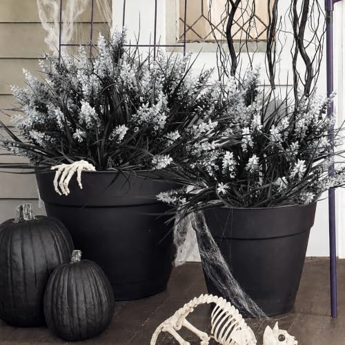 Black Artificial Flowers Outdoor Fake Grass Decor - 10 Bundles Halloween & Gothic Style