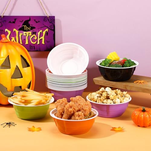 24-Pack Halloween Disposable Plastic Candy Bowls 23 oz with Dual Handles