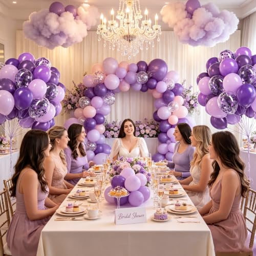 Dark Purple Balloons 50 Pack - 12 Inch Metallic & Latex Party Decor