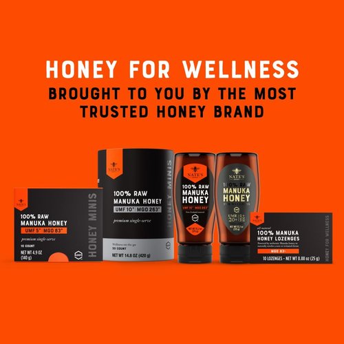 Nate's Manuka Honey Lozenges MGO 83+ - Soothing Throat Relief with New Zealand Honey | 10-Count Pack