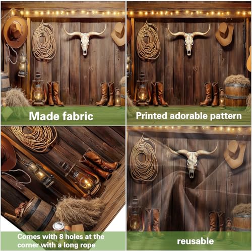 Western Cowboy Garage Door Cover Banner Decorations Backdrop - Wild West 8x7FT - Multi1