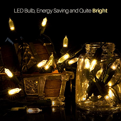 Battery Operated Christmas String Lights 50 LED Warm White 18ft with Timer & 8 Modes
