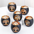 Black Gold Tree of Life Votive Candle Holders Set of 6 - Wedding & Party Decor