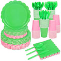 Halloween Witch Party Tableware Set for 50 Guests - Green & Pink Disposable Plates Cups Napkins Utensils
