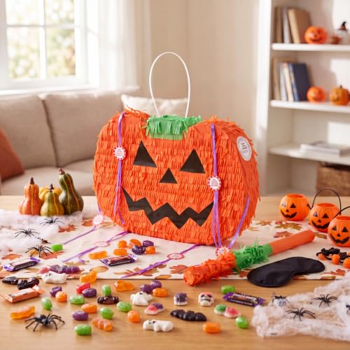 Pumpkin Piñata Set - 3pcs Halloween Candy Holder & Party Game Supplies